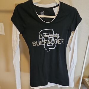 Nike Women's Black and White Long Sleeve Tee